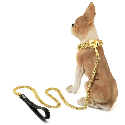 Gold Dog Collar Stainless Steel Cuban Link Chain 14mm Wide 10 to 28in length Metal Pet Necklace for Small Medium Large Dog Collar Product